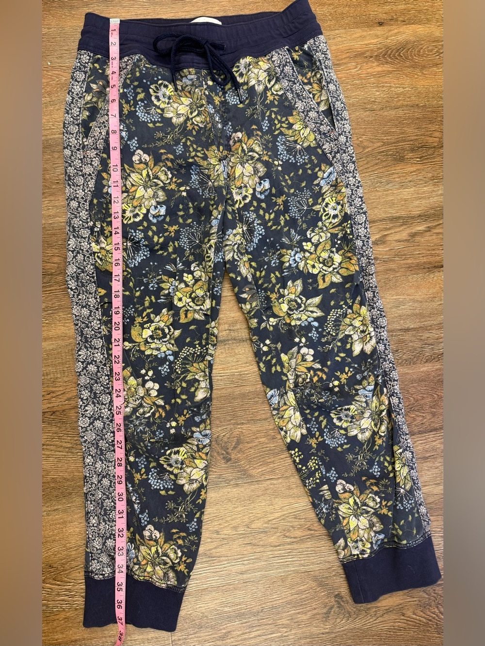 Anthropologie Kallie Floral Pull On Drawstring High Waist Ankle Jogger Size S - Picture 10 of 11